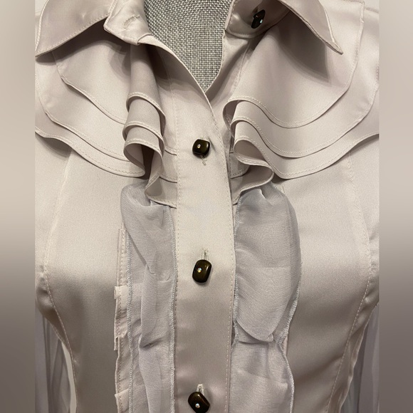 Romantic Satin Icy Silver Blouse - Picture 2 of 6